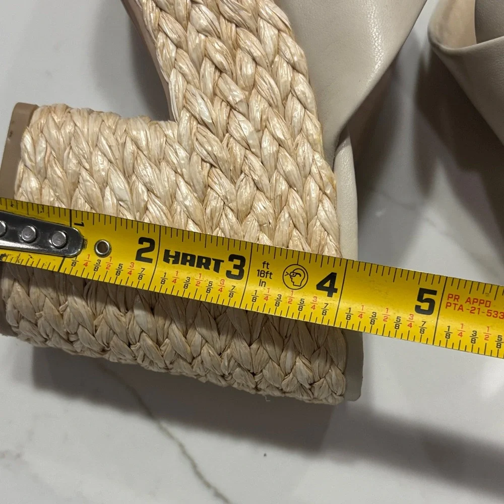 Neutral Espadrille Wedge Slide Sandals - Beige